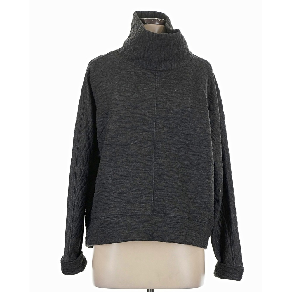 Zella Womens Gray Solid Knit Turtleneck Long Sleeve Pullover Sweater Size M